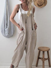 Load image into Gallery viewer, Ladies Cotton Linen Casual Loose Jumpsuit