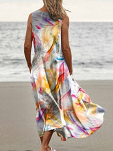 Load image into Gallery viewer, Women's Rainbow  Art Print Casual Linen Dress