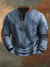 Load image into Gallery viewer, Men's Retro Wild Deer Graphic Jacquard Zip Collar Sweatshirt