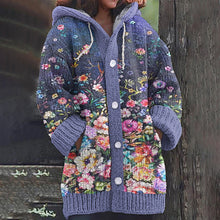 Load image into Gallery viewer, Flower Oil Painting Art Embroidery Cozy Hooded Cardigan