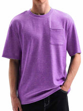 Load image into Gallery viewer, Men's Comfortable Basic Striped Fabric U-shaped Pocket Round Neck Short-Sleeved T-shirt