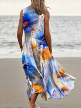 Load image into Gallery viewer, Women's  Flower  Art Print Casual Linen Dress