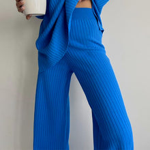 Load image into Gallery viewer, Women&#39;s Casual Half High Collar Solid Color Knitted Two-piece Suit