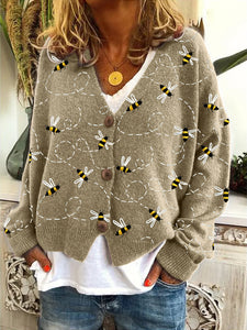 Flying Bees Embroidery Pattern Cozy Cardigan