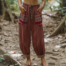 Load image into Gallery viewer, Women's Retro Ethnic Bohemia Style Loose Linen Pants