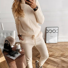 Load image into Gallery viewer, Ladies High-Neck Solid Color Fashion Casual Set