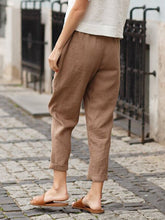 Load image into Gallery viewer, Women's Cotton Linen Solid Color Loose Pocket Harem Pants
