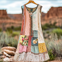 Load image into Gallery viewer, Women's Vintage Floral Lace Patch Comfort Dress