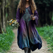 Load image into Gallery viewer, Vintage Viking Gradient Tribal Pattern Comfy Maxi Dress