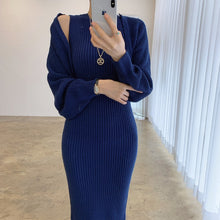 Load image into Gallery viewer, Temperament Round Neck Knitted Dress Two-Piece Set