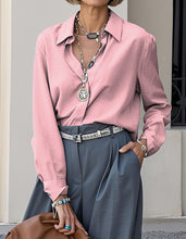 Load image into Gallery viewer, Elegant Solid Color Lapel Casual Long Sleeve Shirt