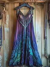 Load image into Gallery viewer, Women's Vintage Viking Tree Of Life Gradient Linen Sleeveless Dress