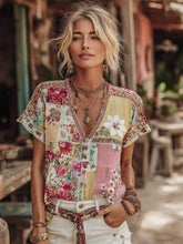 Load image into Gallery viewer, Women's Vintage Rose Floral Art Patchwork Comfy Shirt