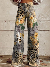 Load image into Gallery viewer, Women&#39;s Daisy Leopard Print Casual Wide Leg Pants