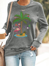 Load image into Gallery viewer, Women's Christmas Palm Tree Flamingo Embroidery Print Sweatshirt