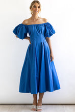 Load image into Gallery viewer, Everyday Orange Off The Shoulder Puff Sleeve Midi Dress