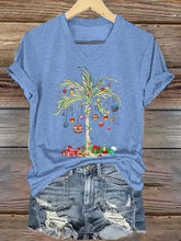 Load image into Gallery viewer, Women's Christmas Palm Tree Print T-Shirt