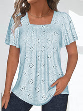 Load image into Gallery viewer, Women Short Sleeve U-neck Solid Lace Tops