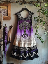 Load image into Gallery viewer, Vintage Tribal Celtic Knot Life Of Tree Patchwork Art Linen Tank Dress