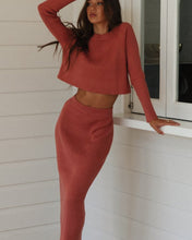 Load image into Gallery viewer, Solid Color Crew Collar Back Silt Sweater Set