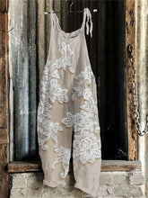 Load image into Gallery viewer, Vintage Floral Lace Embroidered Linen Blend Jumpsuit