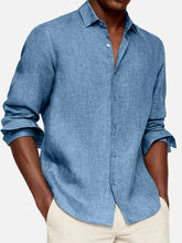 Load image into Gallery viewer, Men's Casual Solid Color Cotton Lapel Long-Sleeve Shirt