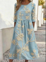 Load image into Gallery viewer, Women's Casual Round Neck Half Sleeve Contrast Print Dress