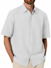 Load image into Gallery viewer, Hawaiian Men's Pleated Fabric Pocket Short Sleeve Shirt
