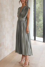 Load image into Gallery viewer, Hello Gorgeous Satin Pleated Midi Dress