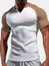 Load image into Gallery viewer, Men's Waffle Solid Color Raglan Short Sleeve T-shirt