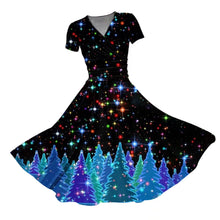 Load image into Gallery viewer, Retro Shining Christmas Tree Print Maxi Dress