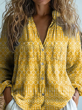 Load image into Gallery viewer, Ethnic Style Geometric Pattern Printed Women's Casual Long Sleeve Comfortable Cotton Shirt