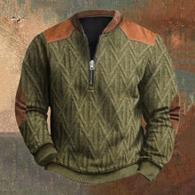 Load image into Gallery viewer, Men&#39;s Vintage Geometric Jacquard Stitching Knit Zip-Up Sweatshirt