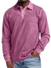 Load image into Gallery viewer, Men's Retro Lapel Button Casual Solid Color Long Sleeve Polo Shirt