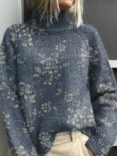 Load image into Gallery viewer, Women's Vintage Lovely Floral Art Print Knit Turtleneck Pullover Sweater