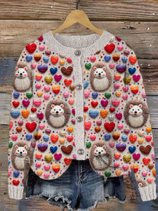 Love Hedgehog Embroidered Knit Cardigan