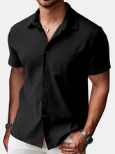 Load image into Gallery viewer, Men's Daily Simple Cotton And Linen Solid Color Short-sleeved Shirt