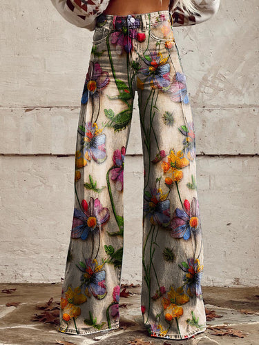 Women's Floral Print Casual Wide Leg Pants