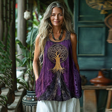 Load image into Gallery viewer, Vintage Tree Of Life Graphic Art Linen Suspender Sleeveless Top