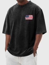 Load image into Gallery viewer, Men's Washed Vintage American Flag Print Short Sleeve T-Shirt
