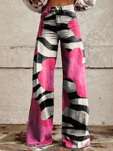 Load image into Gallery viewer, Women&#39;s Vintage Contrast Zebra Print Casual Wide Leg Pants