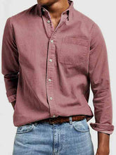 Load image into Gallery viewer, Men's Vintage Washed 100% Cotton Long Sleeve Pocket Shirt