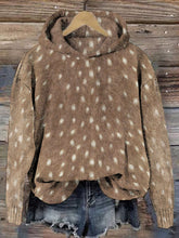 Load image into Gallery viewer, Soft Deer Hide Pattern Vintage Cozy Knit Hoodie