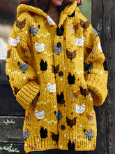 Load image into Gallery viewer, Hens and Chicks Graphic Vintage Cozy Knit Cardigan