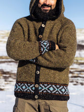 Load image into Gallery viewer, Vintage Green Knitted Iceland Hooded Sweater Cardigan