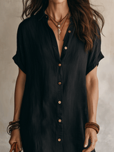 Load image into Gallery viewer, Modern Boho Effortless Black Linen Relaxed Midi Dress