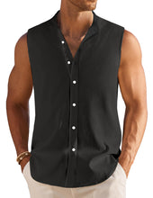 Load image into Gallery viewer, Men's Simple Imitation Linen Solid Color Comfortable Sleeveless Shirt