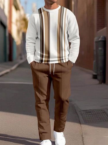 Men's Colorblock Round Neck Casual Sports Set 018