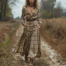 Load image into Gallery viewer, Women's Vintage V-neck Bohemian Pastoral Style Long-sleeve Maxi Long Dress
