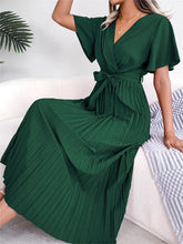 Load image into Gallery viewer, Crossover V-neck Pleated Maxi dress